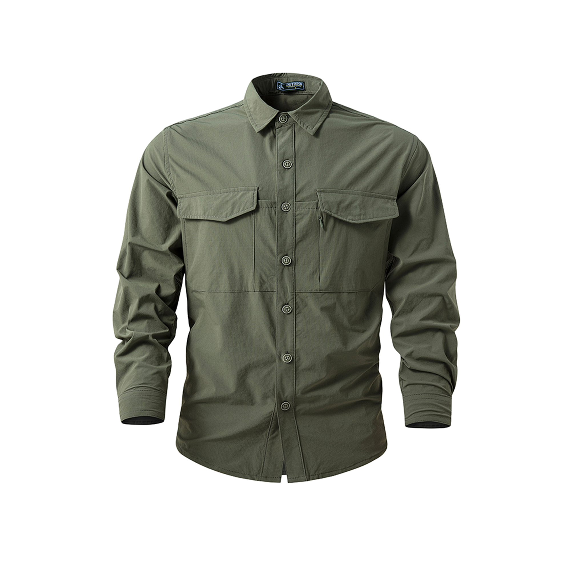 FREDD MARSHALL Men's Quick Dry Stretch Outdoor Work Shirt - Army Green - 01 main white