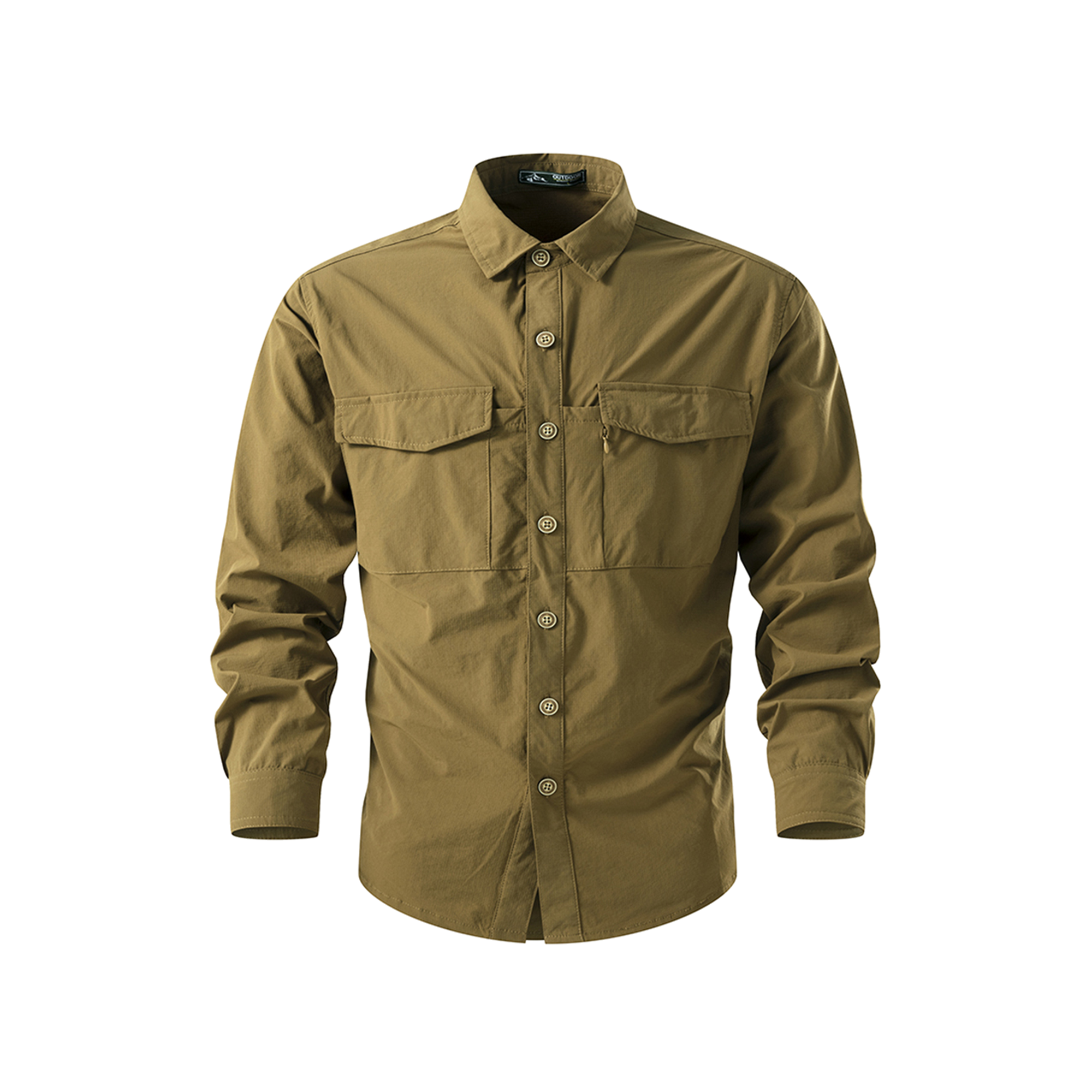 FREDD MARSHALL Men's Quick Dry Stretch Outdoor Work Shirt - Khaki - 01 main white
