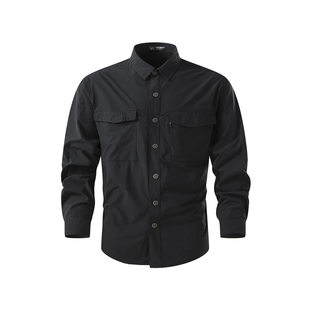 FREDD MARSHALL Men's Quick Dry Stretch Outdoor Work Shirt - Black - 01 main white