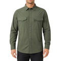 FREDD MARSHALL Men's Quick Dry Stretch Outdoor Work Shirt - Army Green - 01 model front white