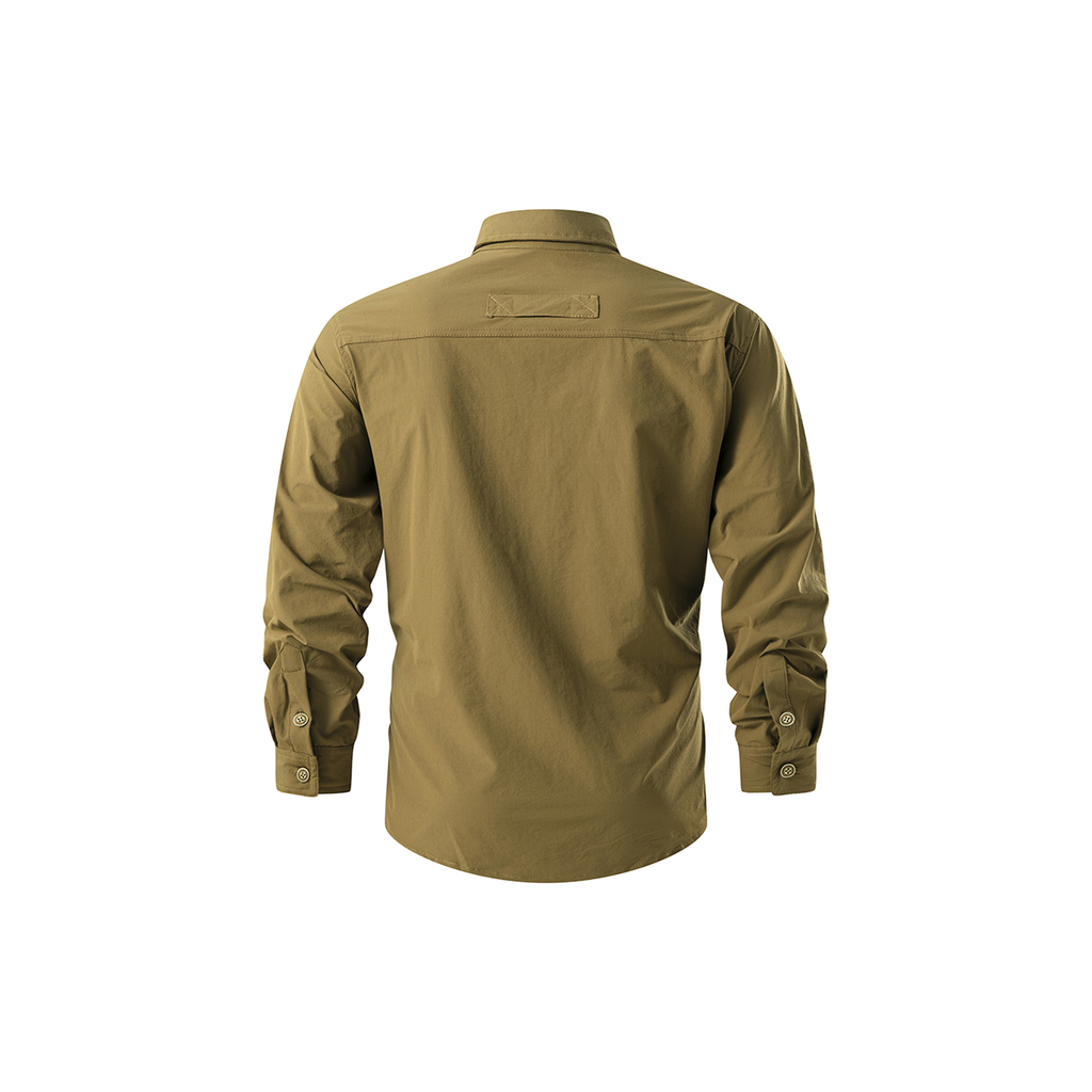 FREDD MARSHALL Men's Quick Dry Stretch Outdoor Work Shirt - Khaki - 02 back white