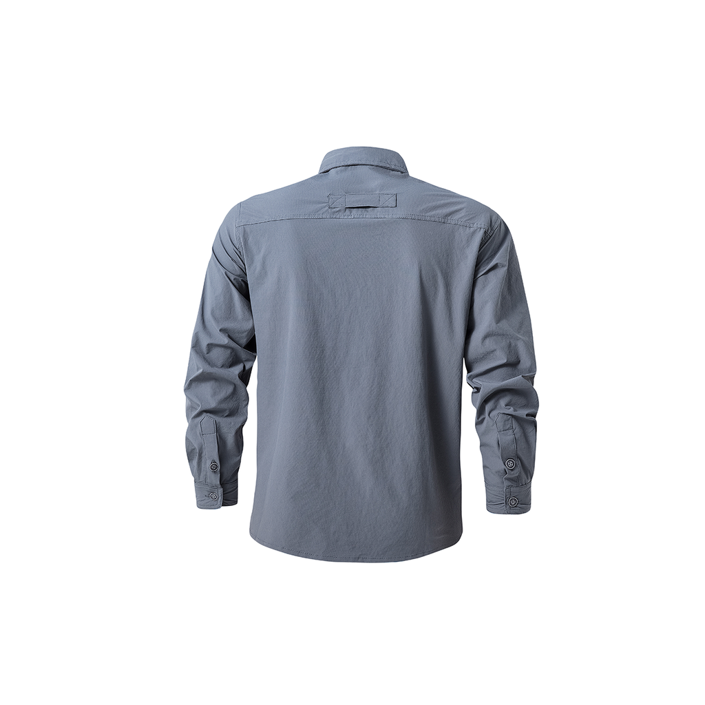 FREDD MARSHALL Men's Quick Dry Stretch Outdoor Work Shirt - Slate Gray - 02 back white