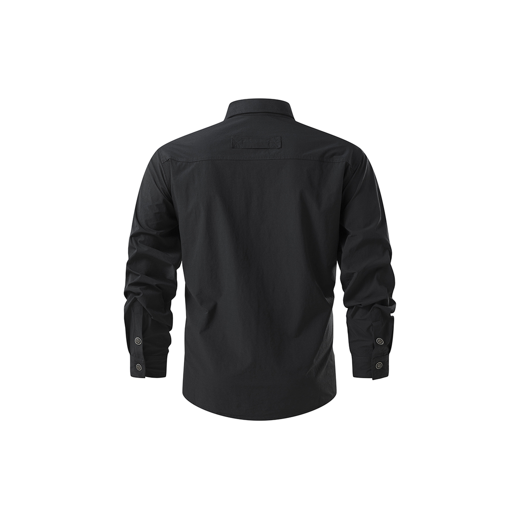FREDD MARSHALL Men's Quick Dry Stretch Outdoor Work Shirt - Black - 02 back white