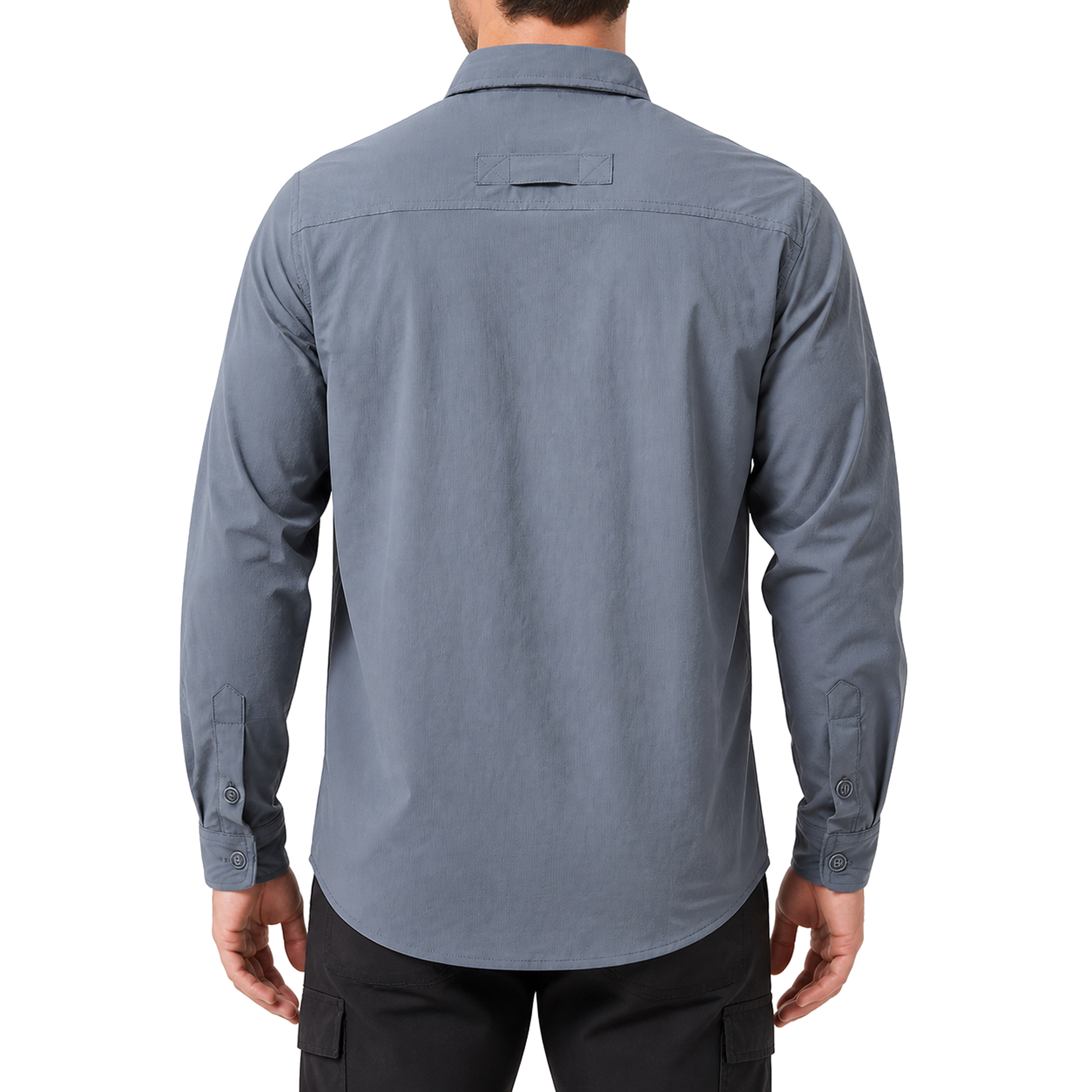 FREDD MARSHALL Men's Quick Dry Stretch Outdoor Work Shirt - Slate Gray - 03 model back white