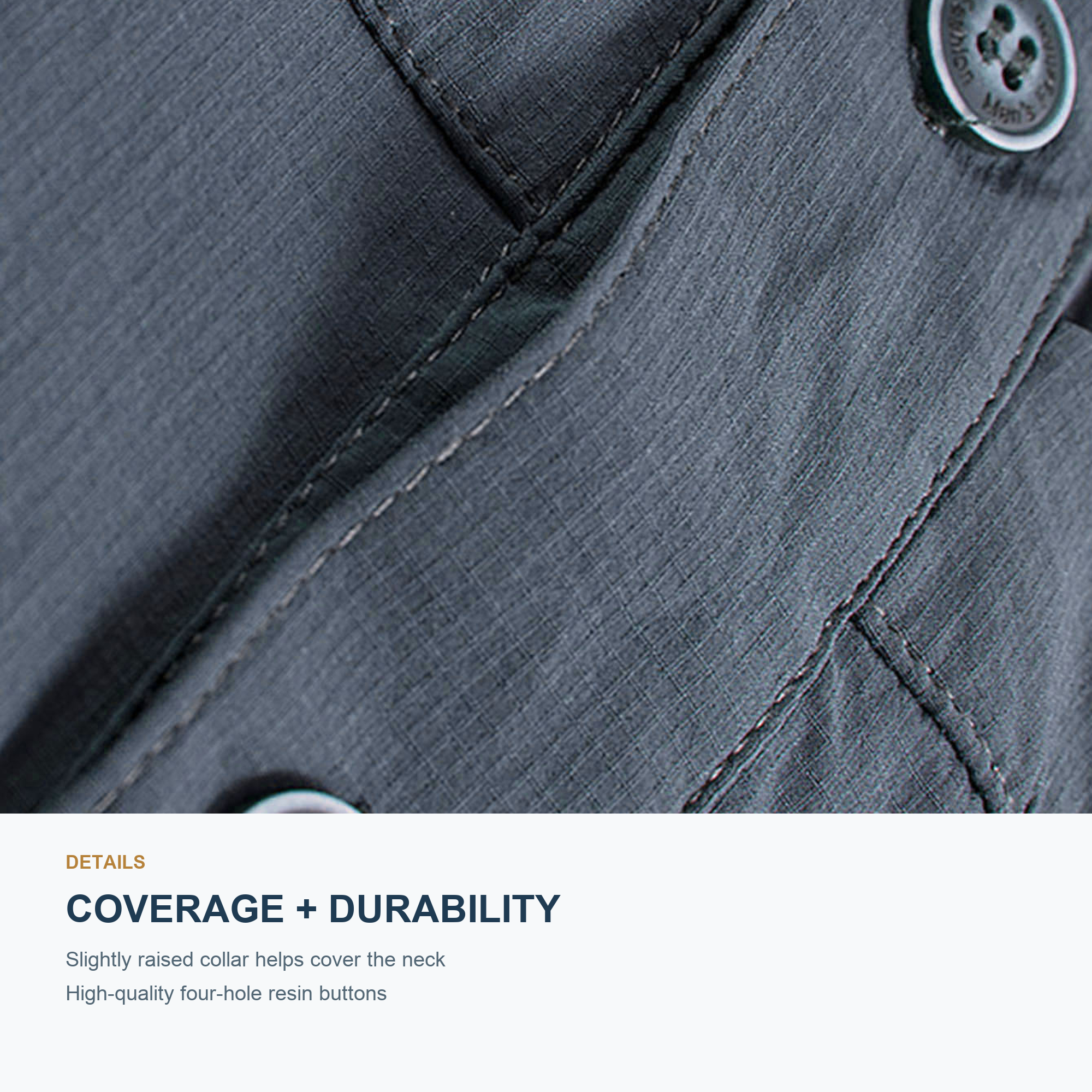 FREDD MARSHALL Men's Quick Dry Stretch Outdoor Work Shirt - Slate Gray - 07 collar buttons feature