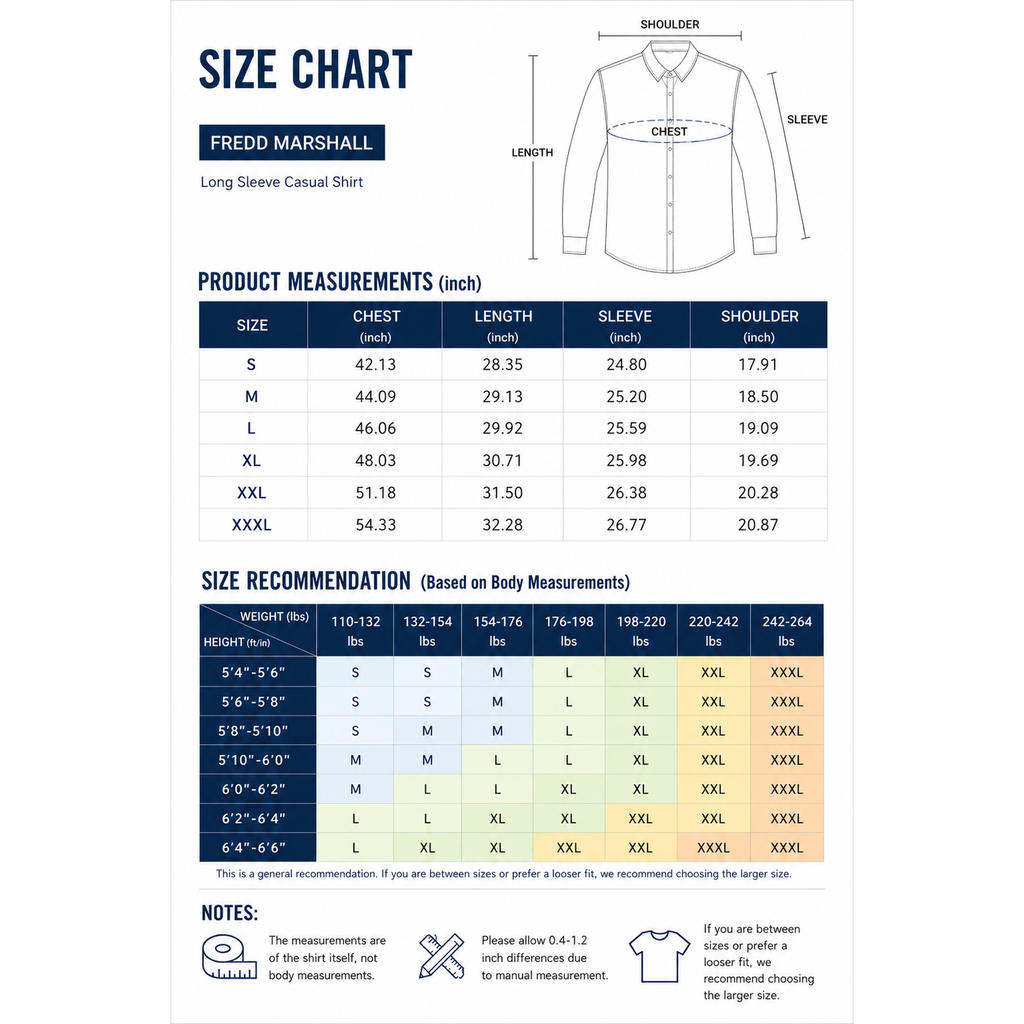 FREDD MARSHALL Men's Long Sleeve Utility Work Shirt with Zip Pocket - Army Green - 09 size chart
