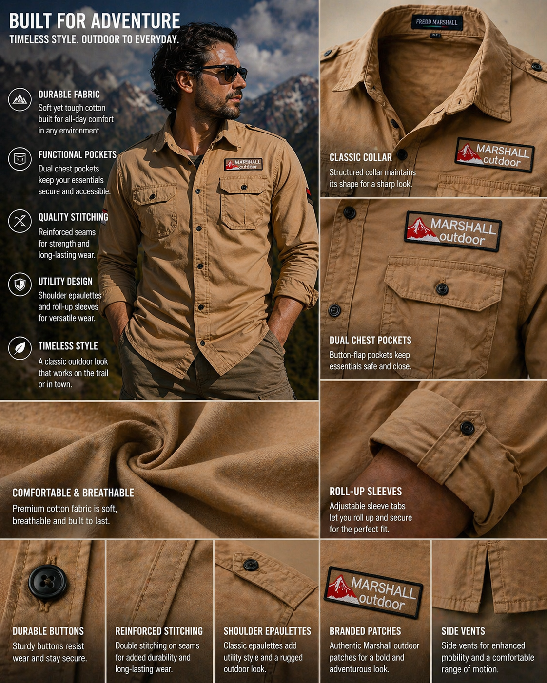 Men's Tactical Outdoor Shirt — Military-Style Field | FREDD MARSHALL