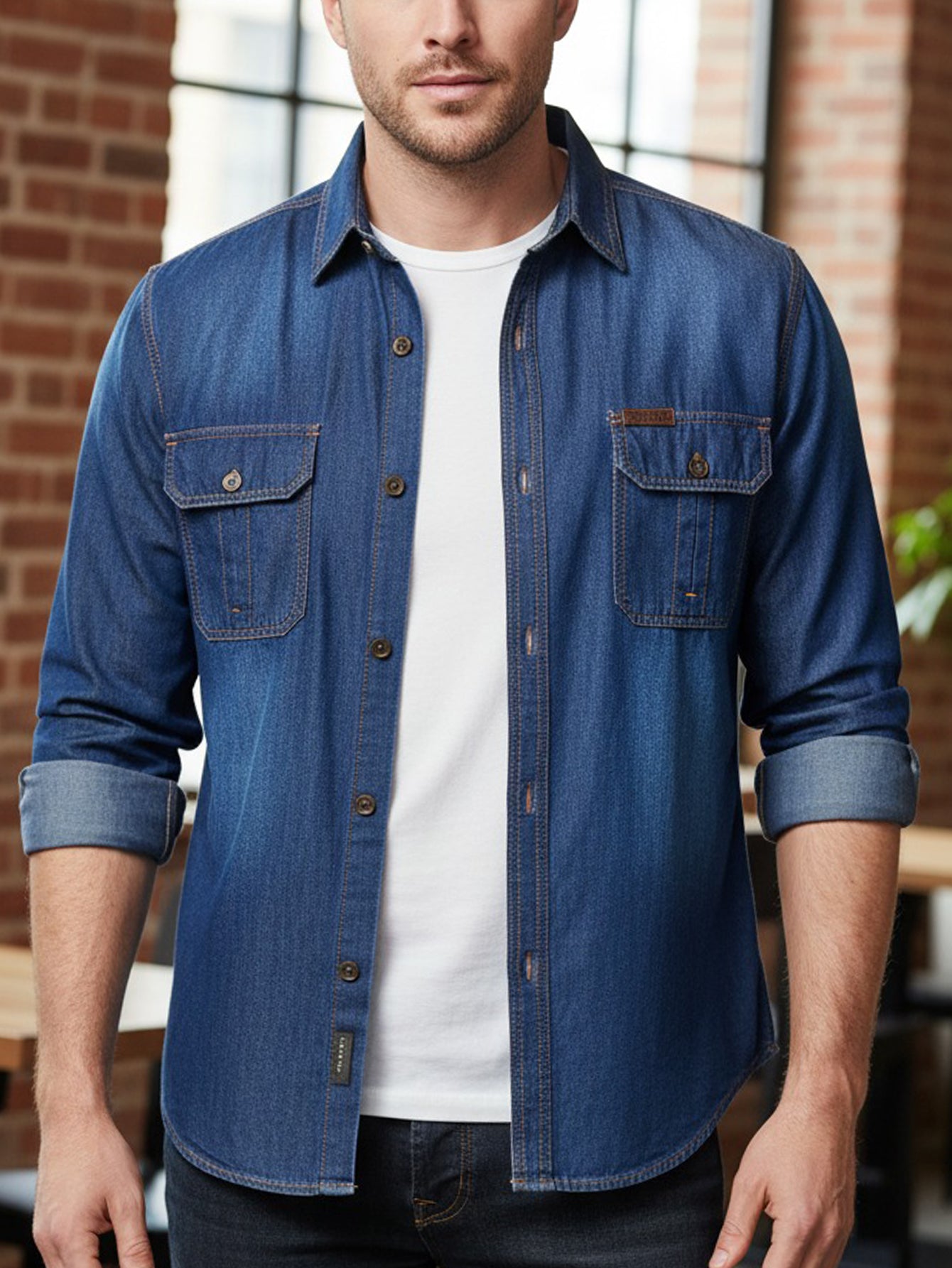 Men's Long Sleeve  Denim Shirt