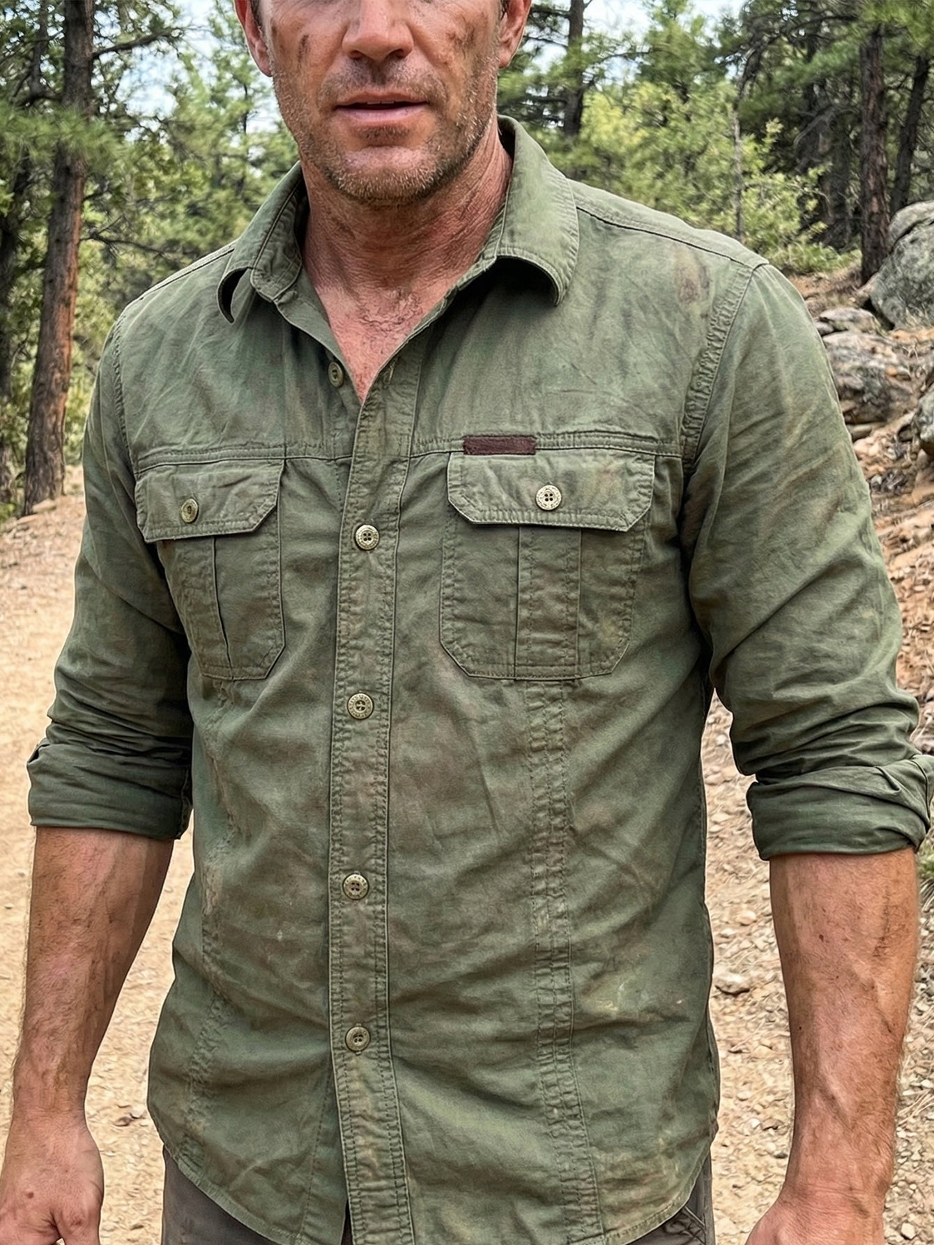 Men’s Classic Olive Cotton Adventure Shirt