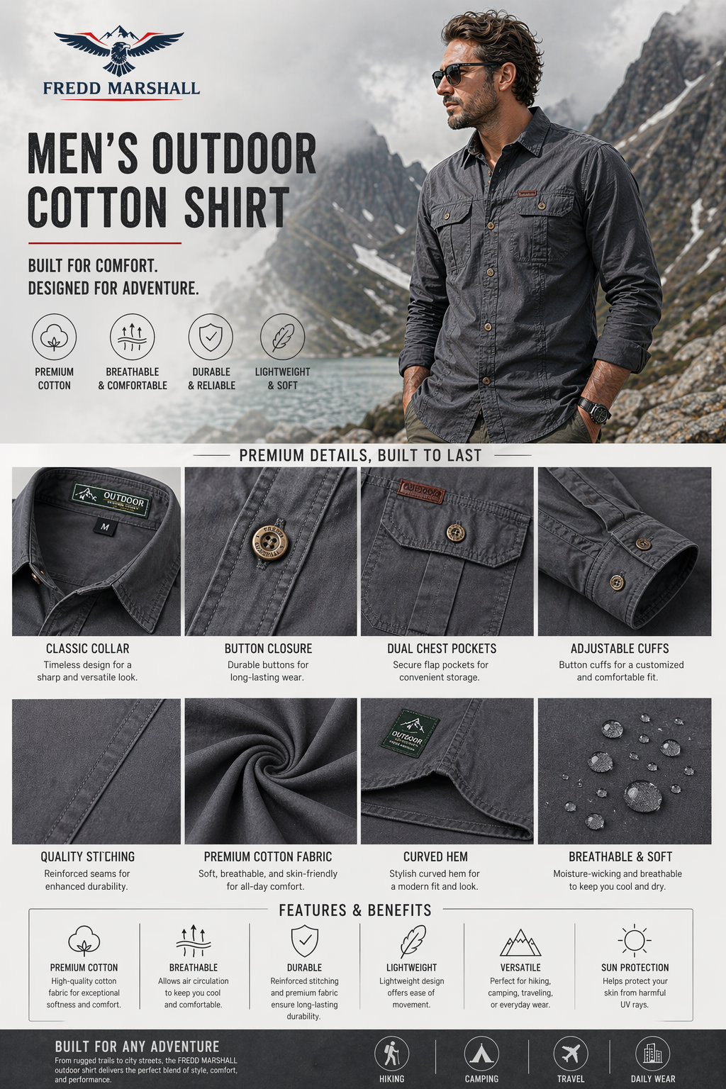 FREDD MARSHALL Vento-SL Men's Wind-Resistant Tech Top — Alpine, Trail Running