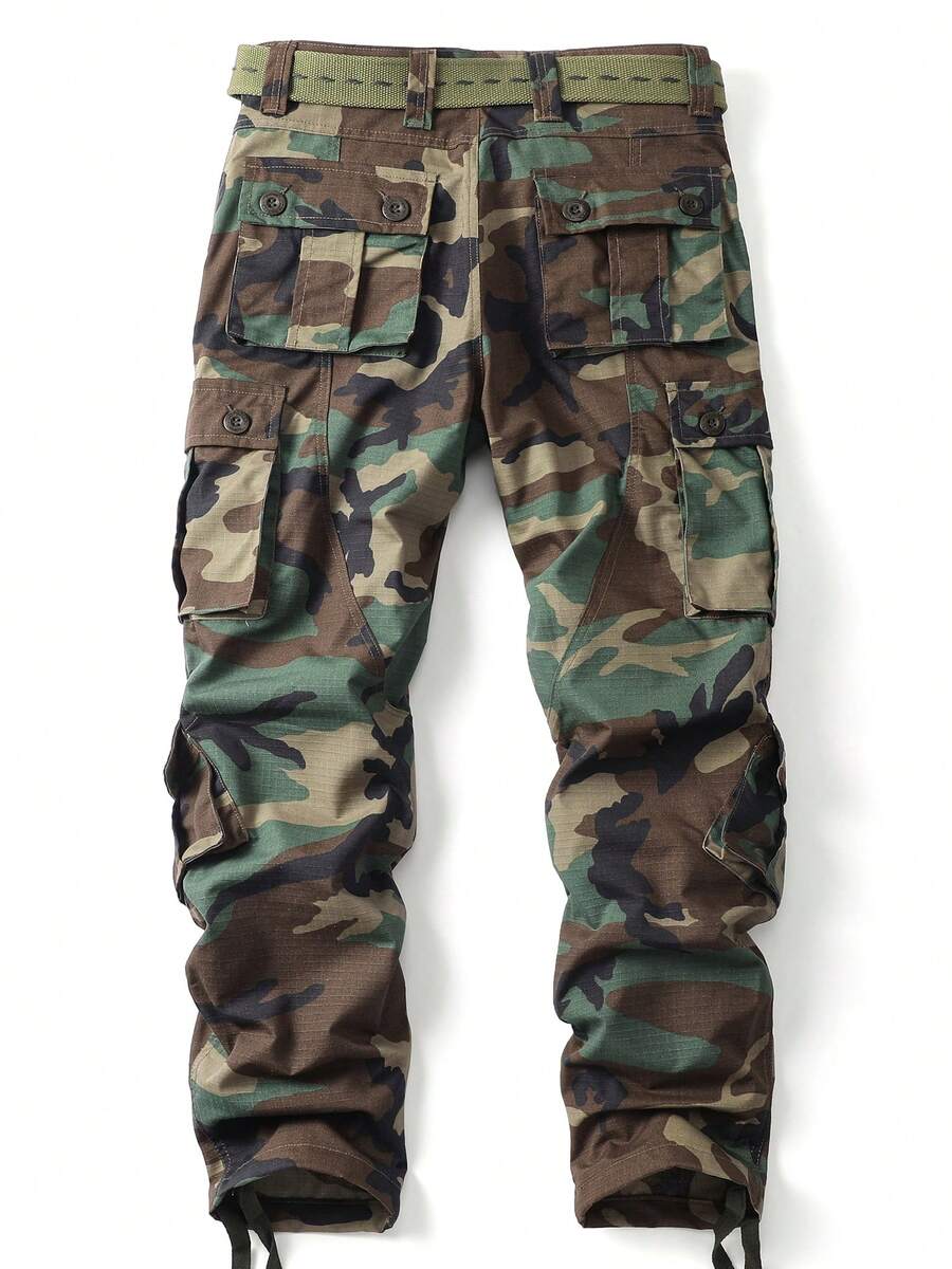 FREDD MARSHALL Men's Woodland Camo Tactical Cargo Pants - Heavy-Duty Cotton Ripstop Military Combat Trousers with Multi-Pocket Utility
