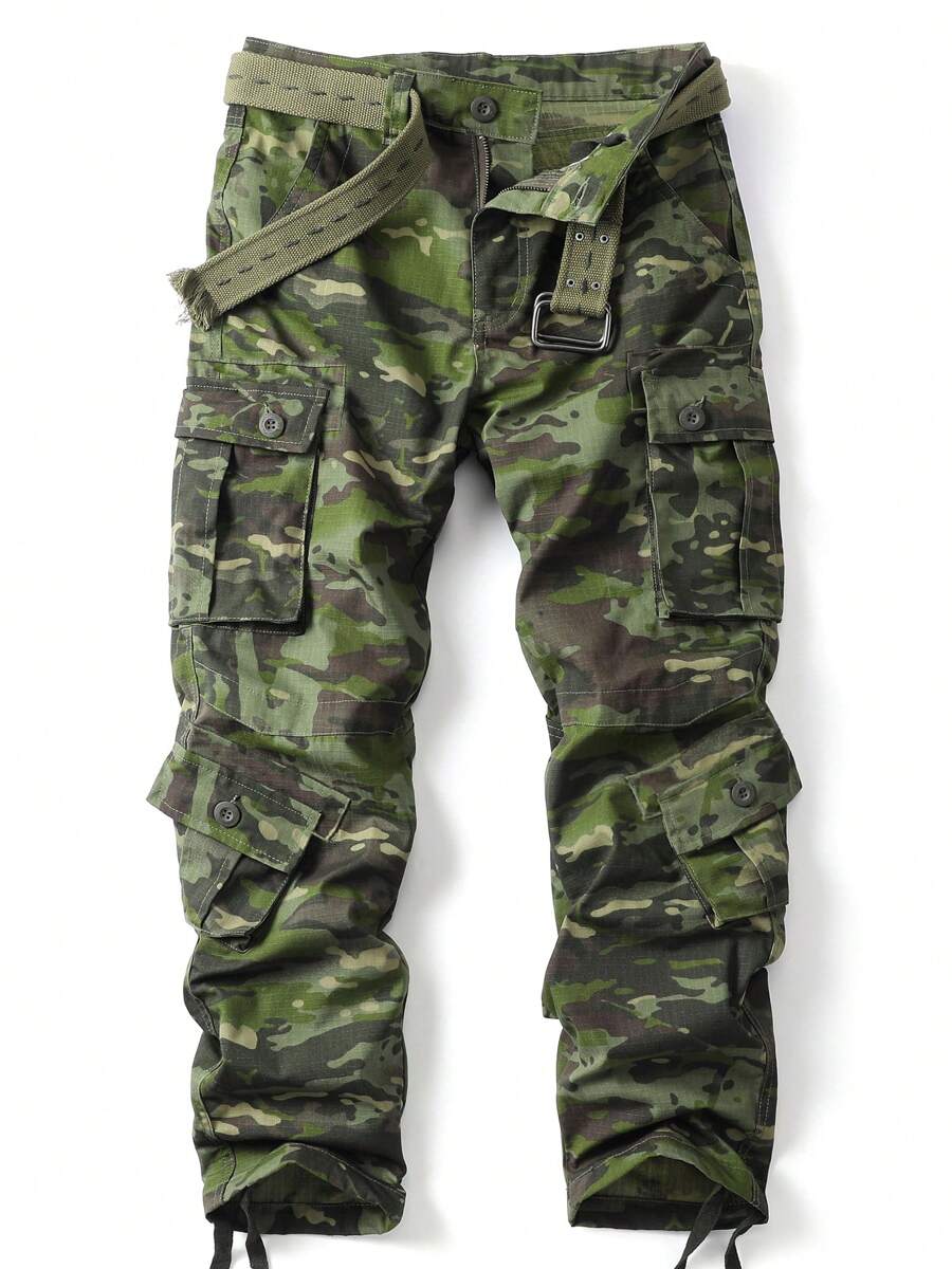 FREDD MARSHALL Men's Woodland Camo Tactical Cargo Pants - Heavy-Duty Cotton Ripstop Military Combat Trousers with Multi-Pocket Utility