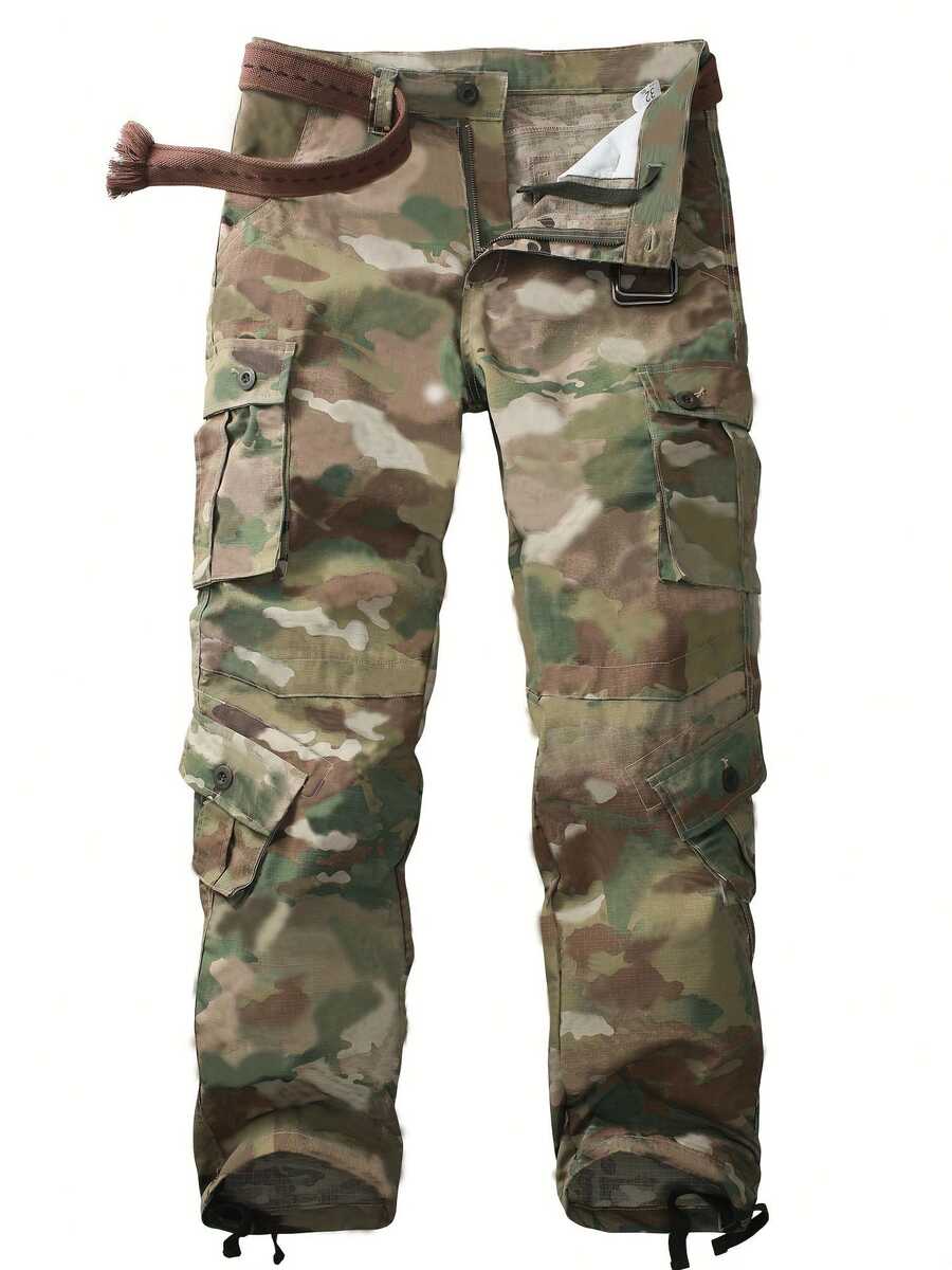 FREDD MARSHALL Men's Woodland Camo Ripstop Cargo Pants — Military Combat Trousers — 视图 10