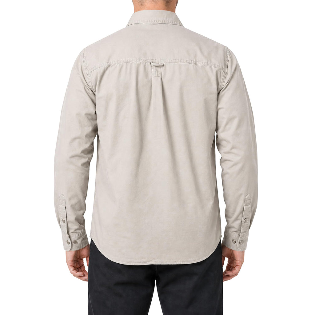 FREDD MARSHALL Men's Roll-Up Sleeve Cotton Cargo Work Shirt - Beige