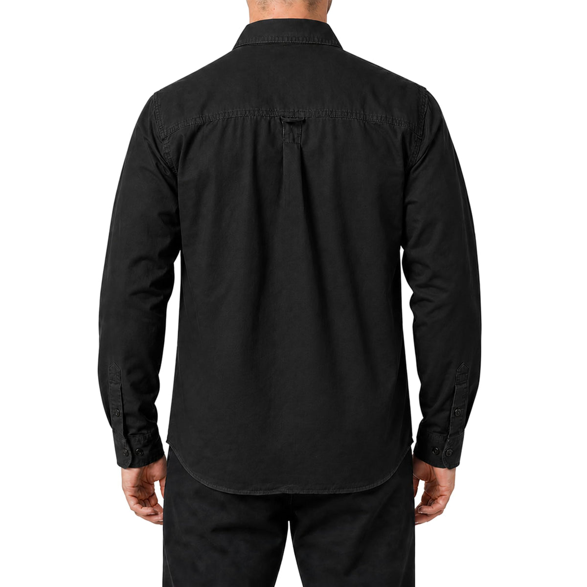 FREDD MARSHALL Men's Long Sleeve Cotton Cargo Work Shirt - Black