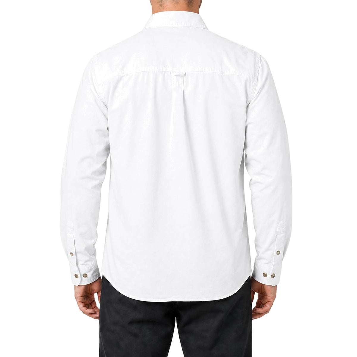 FREDD MARSHALL Men's Long Sleeve Cotton Cargo Work Shirt - White
