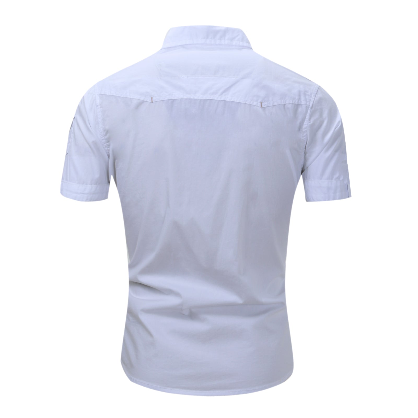 Classic Men’s White Military-Style Cotton Shirt