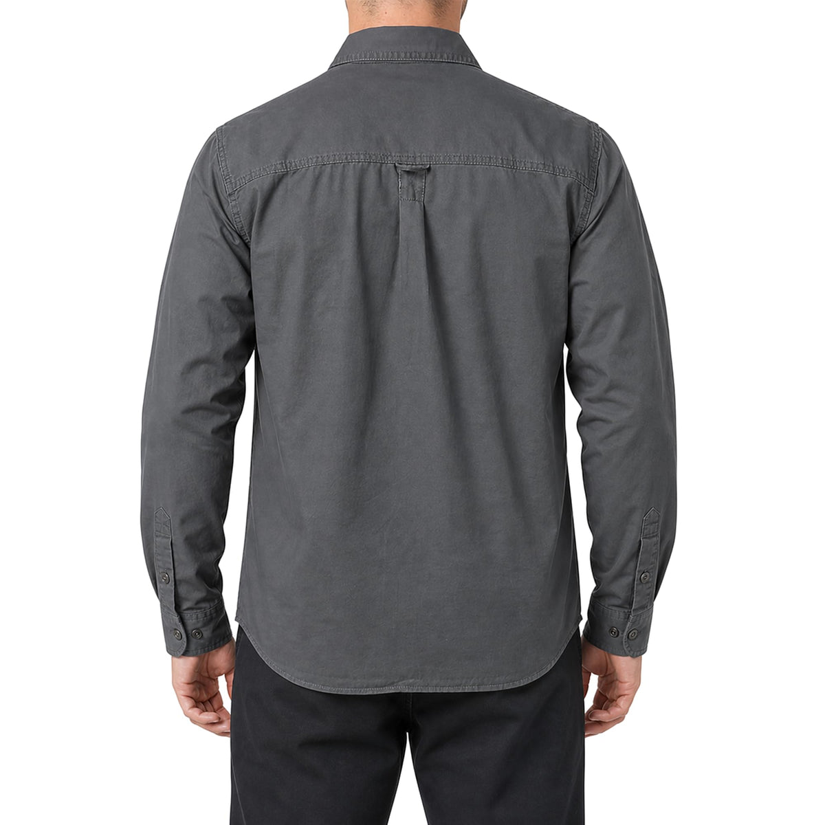 FREDD MARSHALL Men's Roll-Up Sleeve Cotton Cargo Work Shirt - Gray