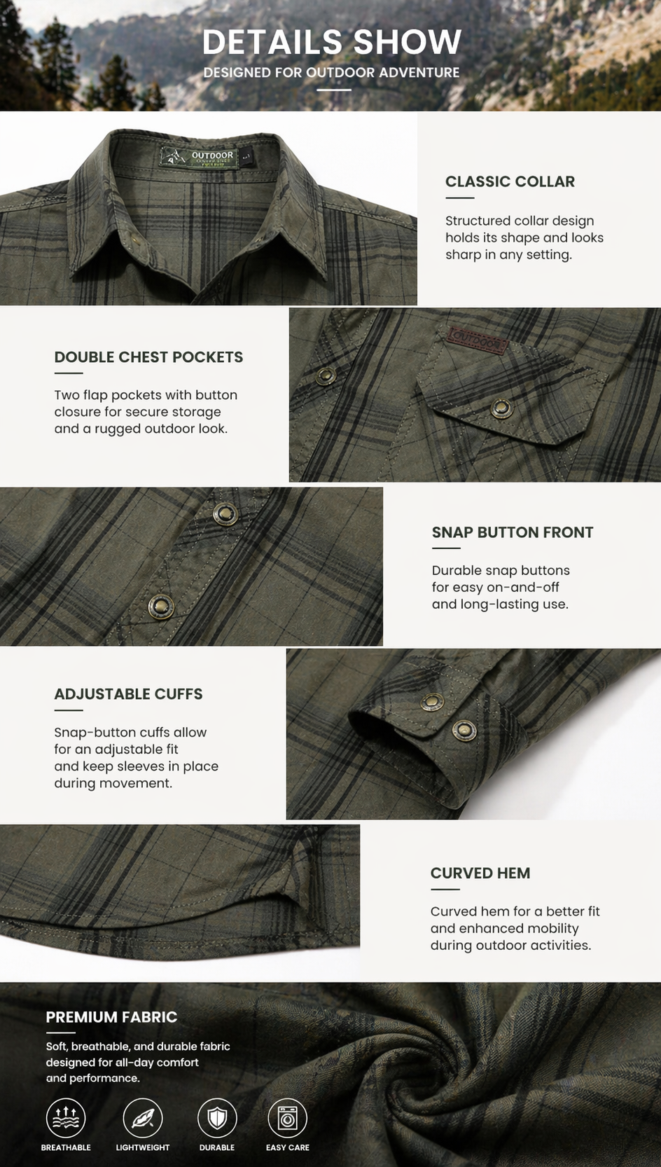 FREDD MARSHALL Men's Tactical Outdoor Shirt — Military Style, Hiking, Workwear