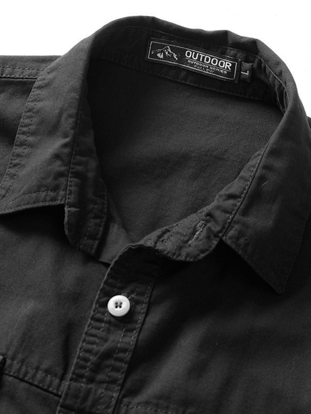 FREDD MARSHALL Men's Roll-Up Sleeve Cotton Cargo Work Shirt - Black