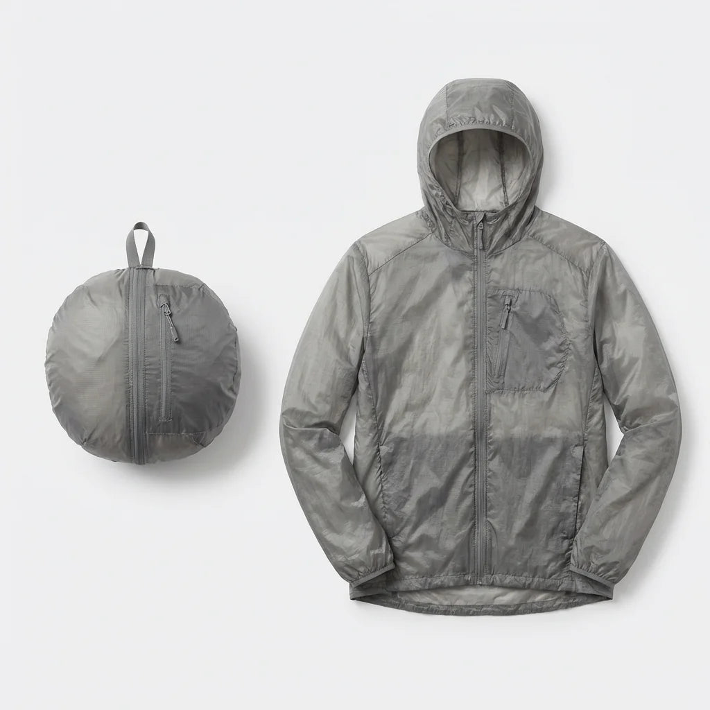 FREDD MARSHALL Norvan-Shell SL Wind Jacket packed into chest pocket