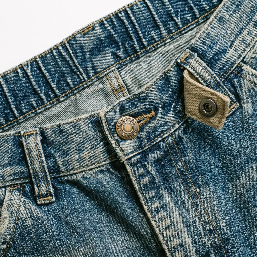 FREDD MARSHALL Urban-Utility Denim Cargo Pants pocket detail