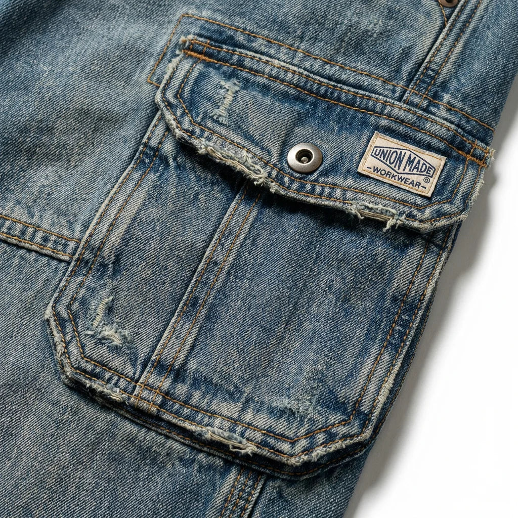 FREDD MARSHALL Urban-Utility Denim Cargo Pants urban lifestyle