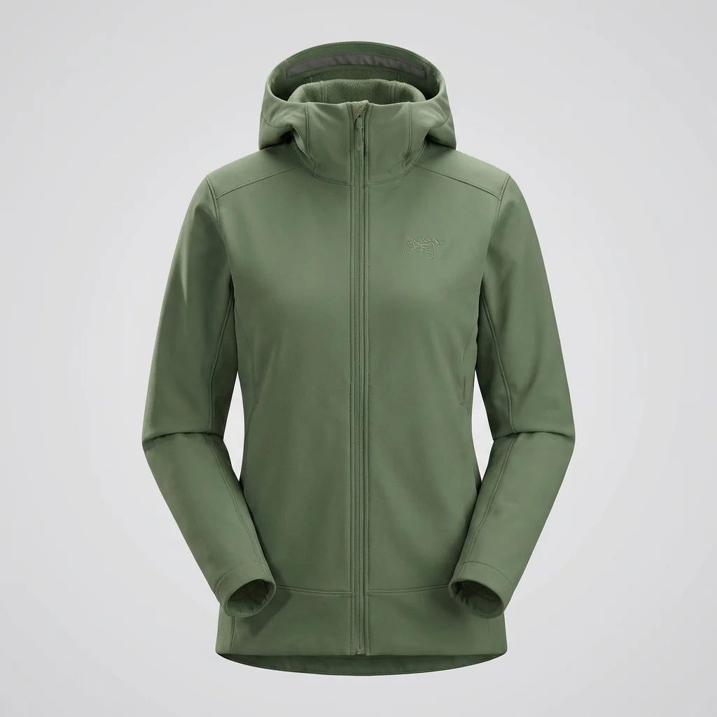 FREDD MARSHALL Women's DWR Softshell Hooded Jacket — Fleece-Lined Waterproof Alpine Coat — 视图 2