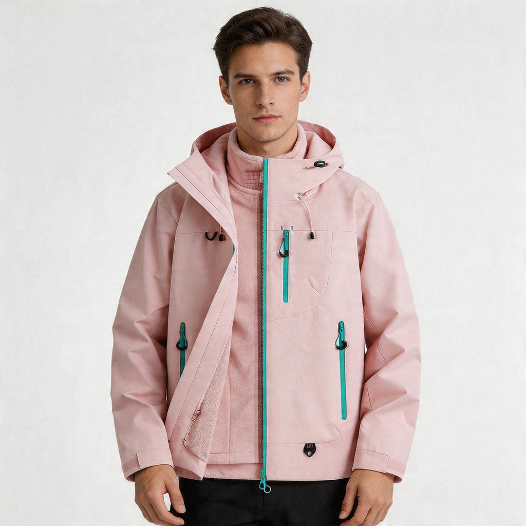CF036 Women's 3-in-1 Mountain Jacket - Waterproof Windproof Hiking Shell with Fleece Liner