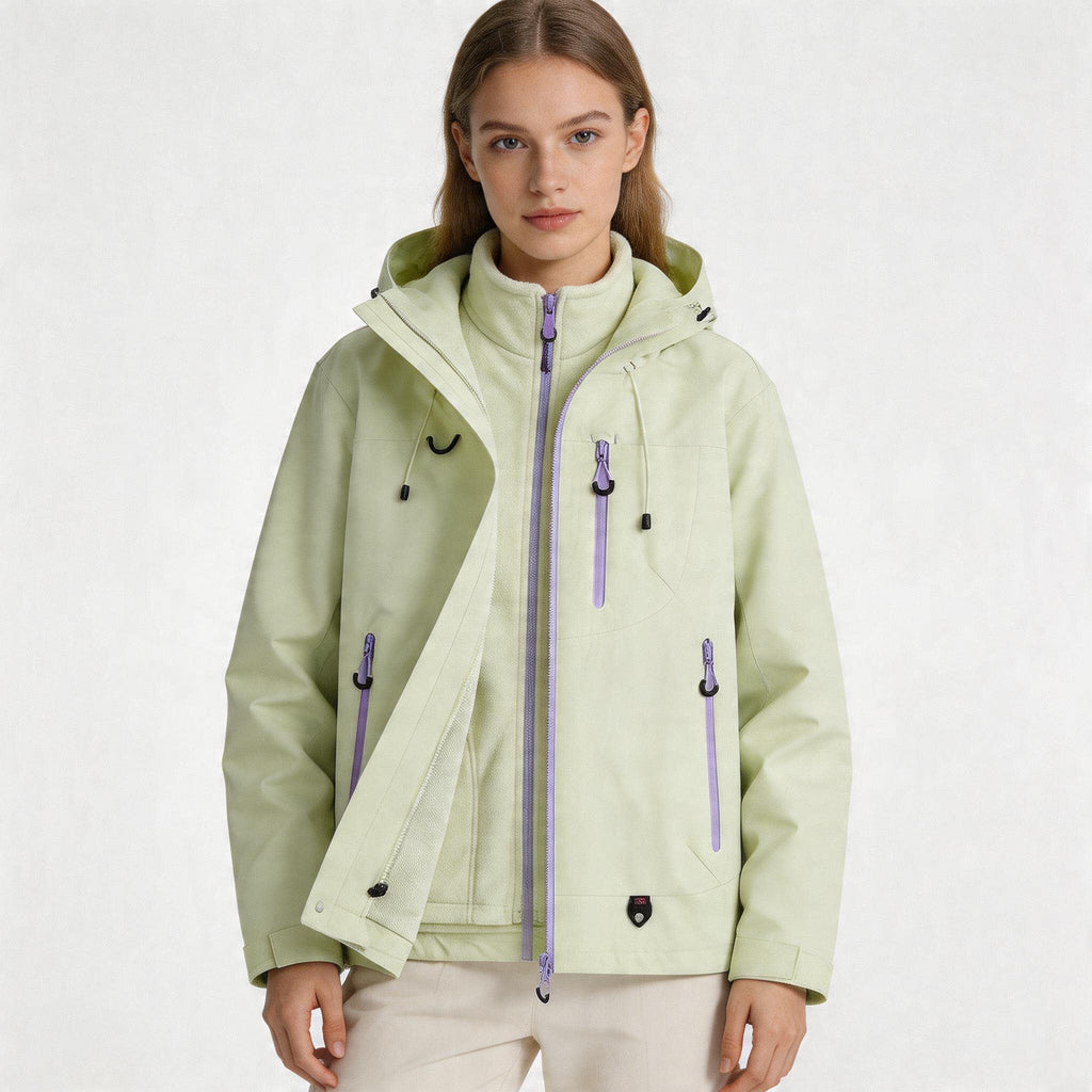CF036 Women's 3-in-1 Mountain Jacket - Waterproof Windproof Hiking Shell with Fleece Liner