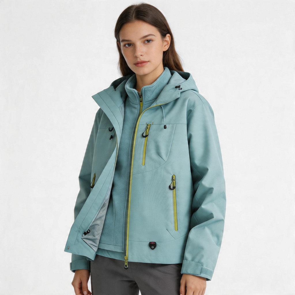 CF036 Women's 3-in-1 Mountain Jacket - Waterproof Windproof Hiking Shell with Fleece Liner