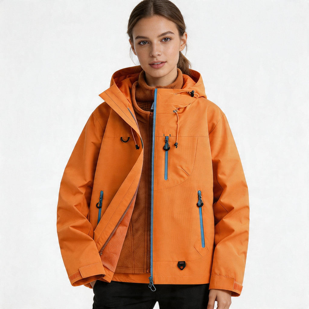 CF036 Women's 3-in-1 Mountain Jacket - Waterproof Windproof Hiking Shell with Fleece Liner
