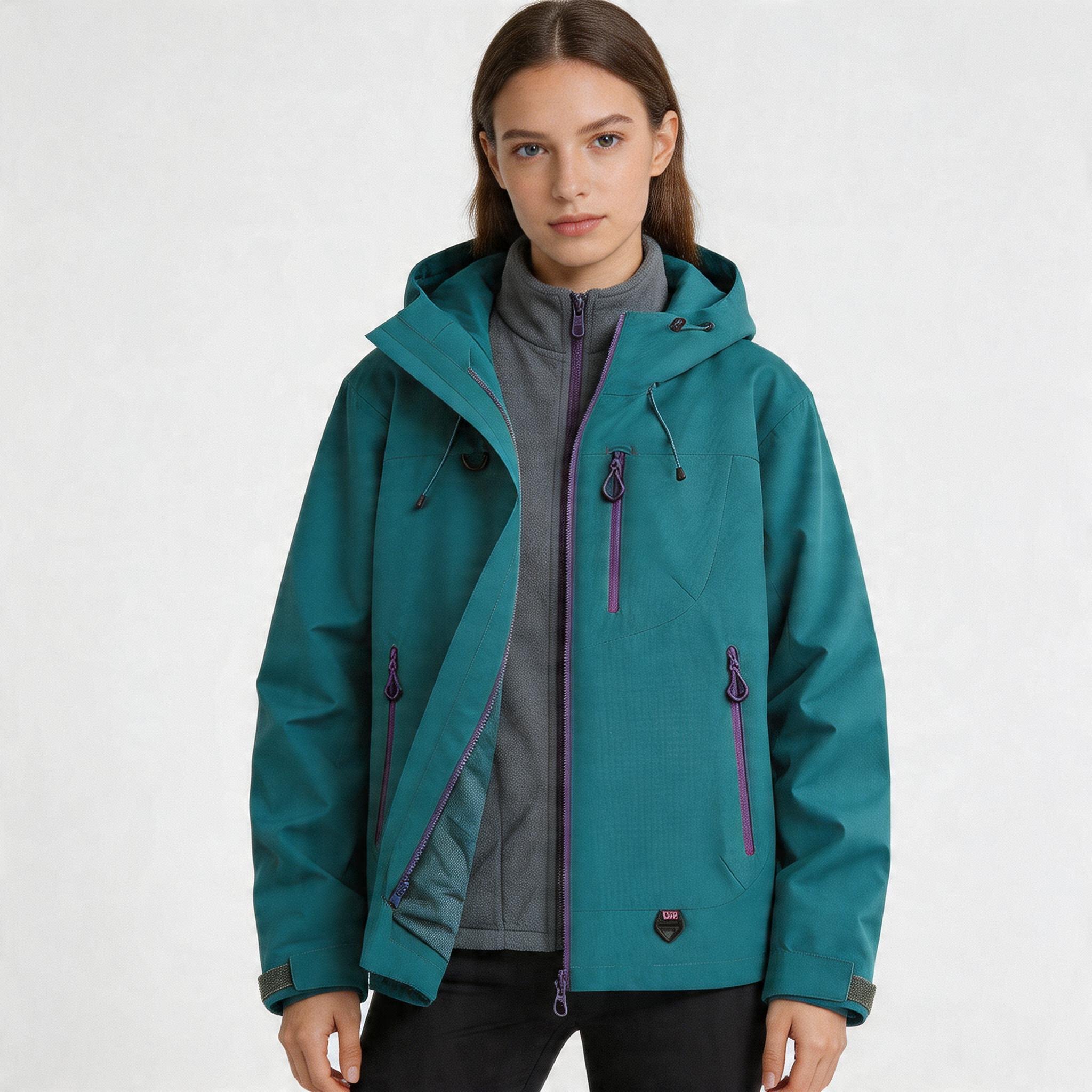CF036 Women's 3-in-1 Mountain Jacket - Waterproof Windproof Hiking Shell with Fleece Liner