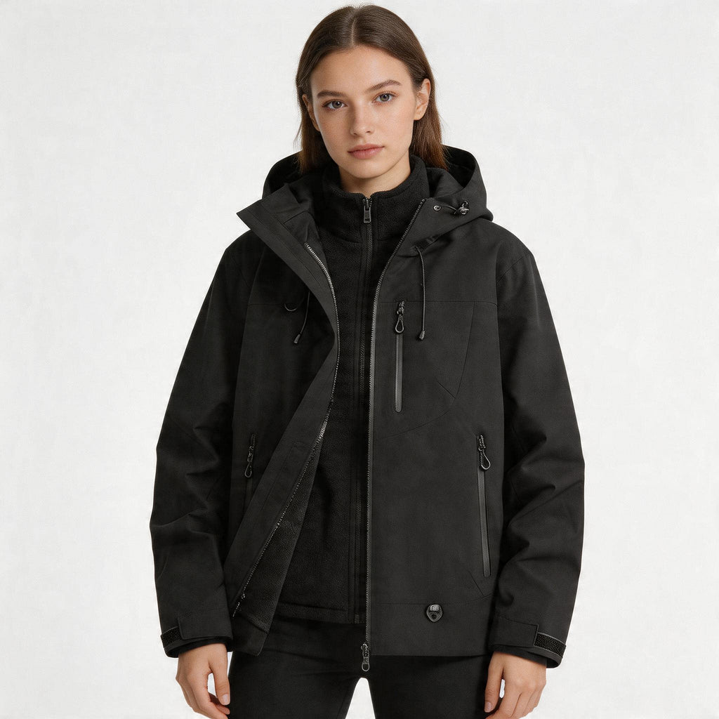 CF036 Women's 3-in-1 Mountain Jacket - Waterproof Windproof Hiking Shell with Fleece Liner