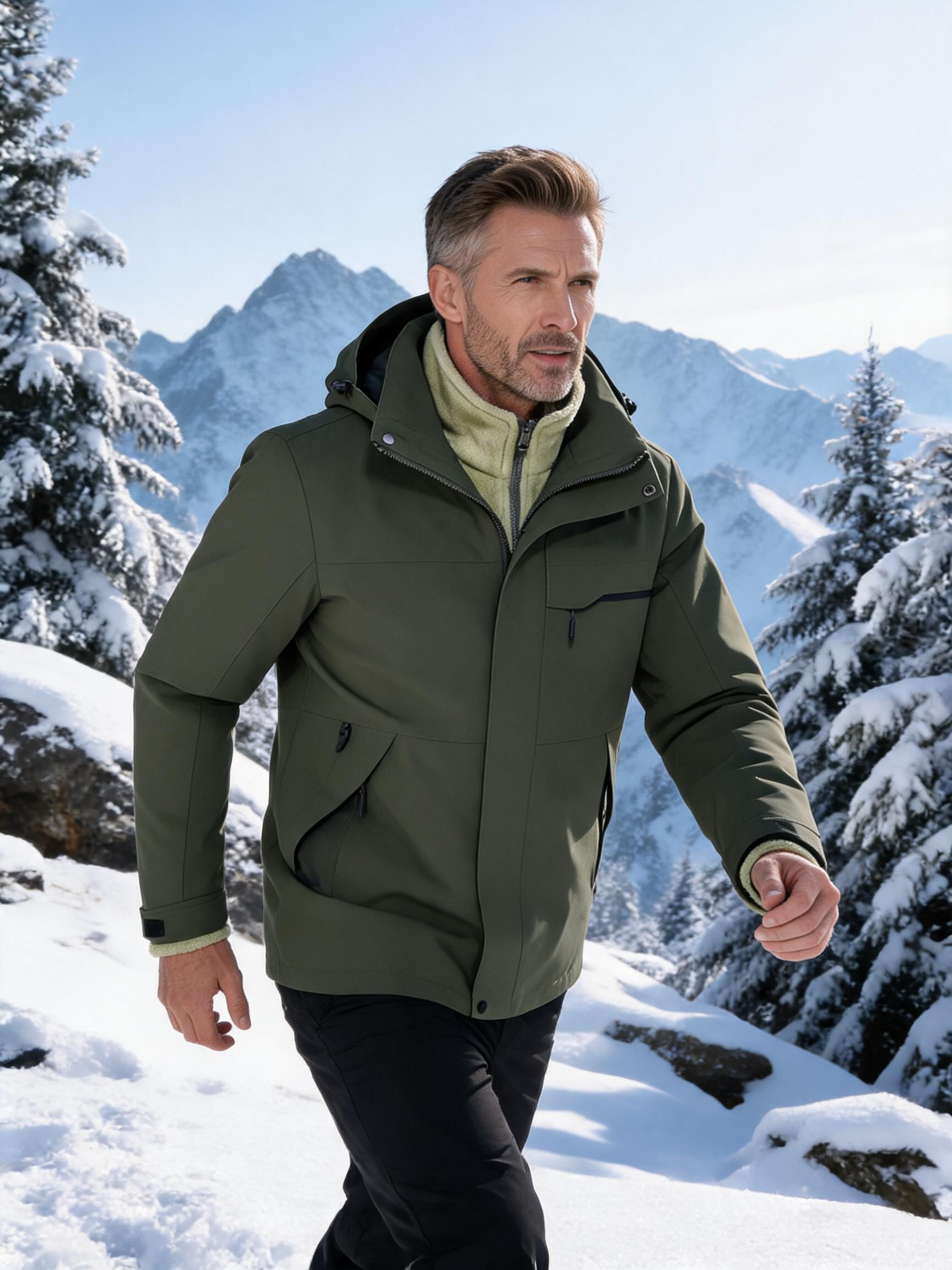 Men's 3-in-1 Waterproof Mountain Jacket with Fleece Liner
