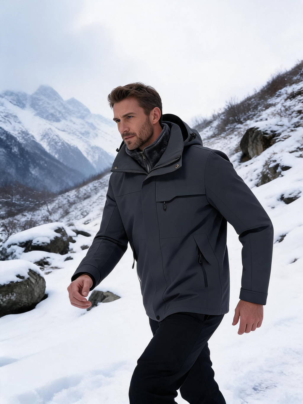 Men's 3-in-1 Waterproof Mountain Jacket with Fleece Liner