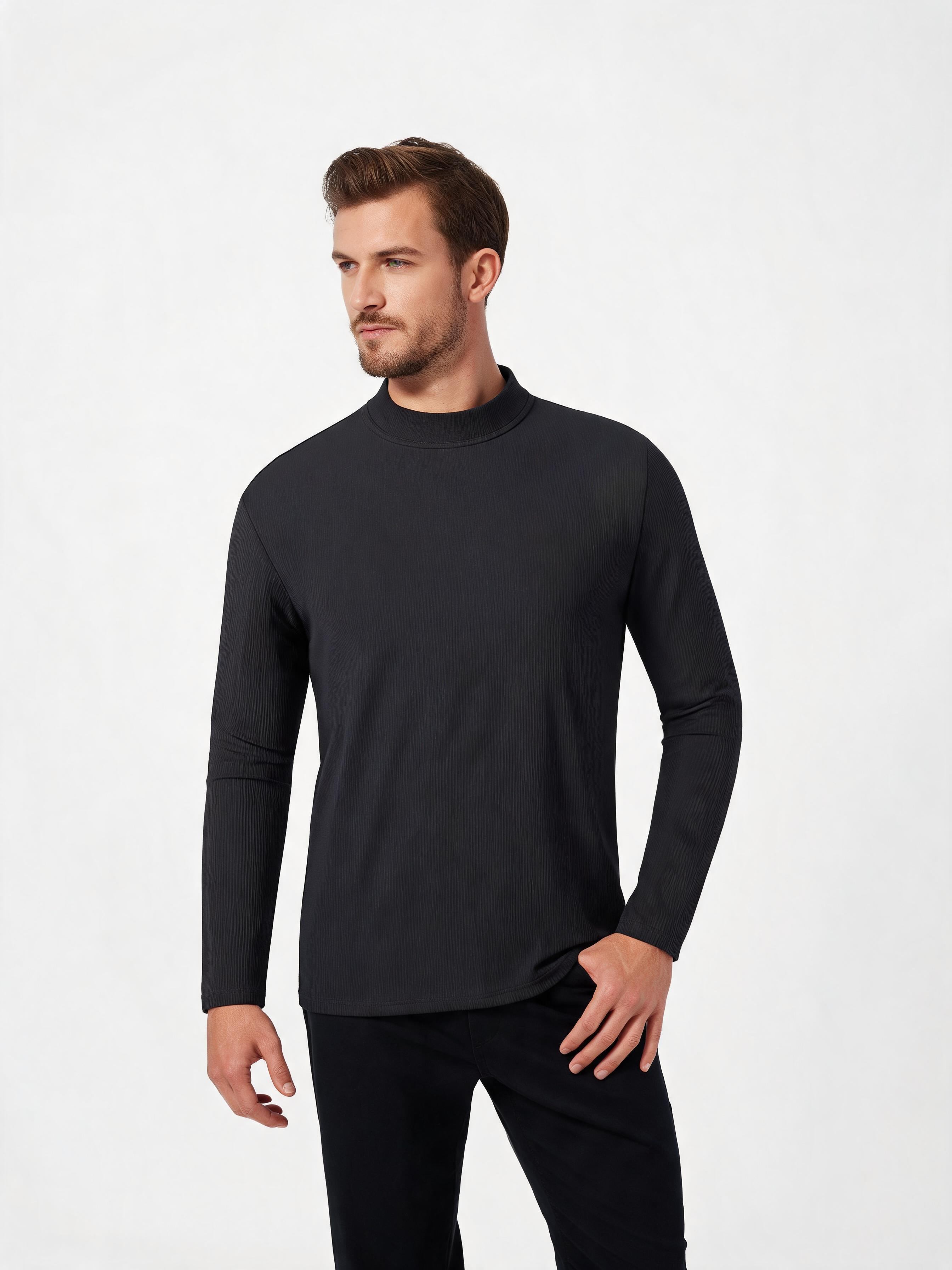 Quick-Dry Mock-Neck Long-Sleeve Performance Top