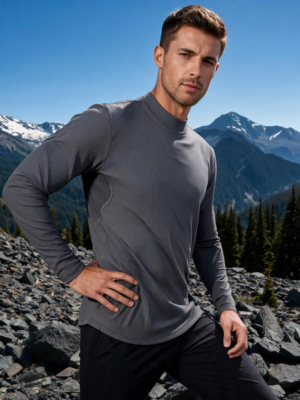 Quick-Dry Mock-Neck Long-Sleeve Performance Top