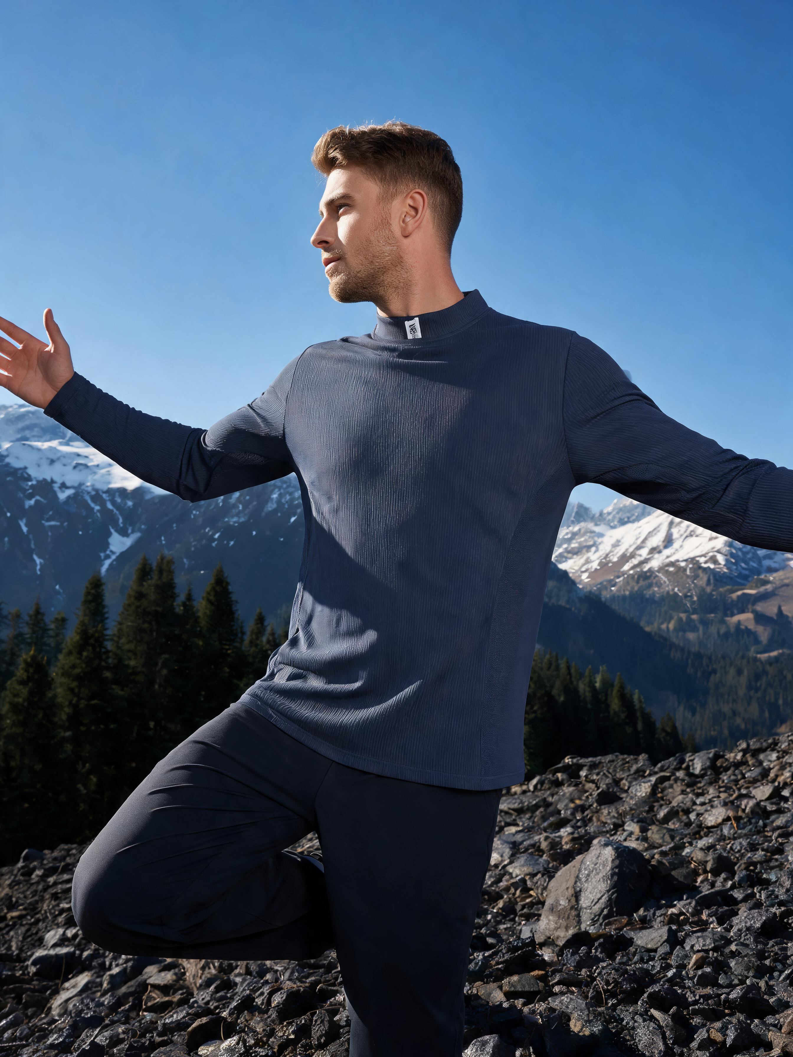 Quick-Dry Mock-Neck Long-Sleeve Performance Top