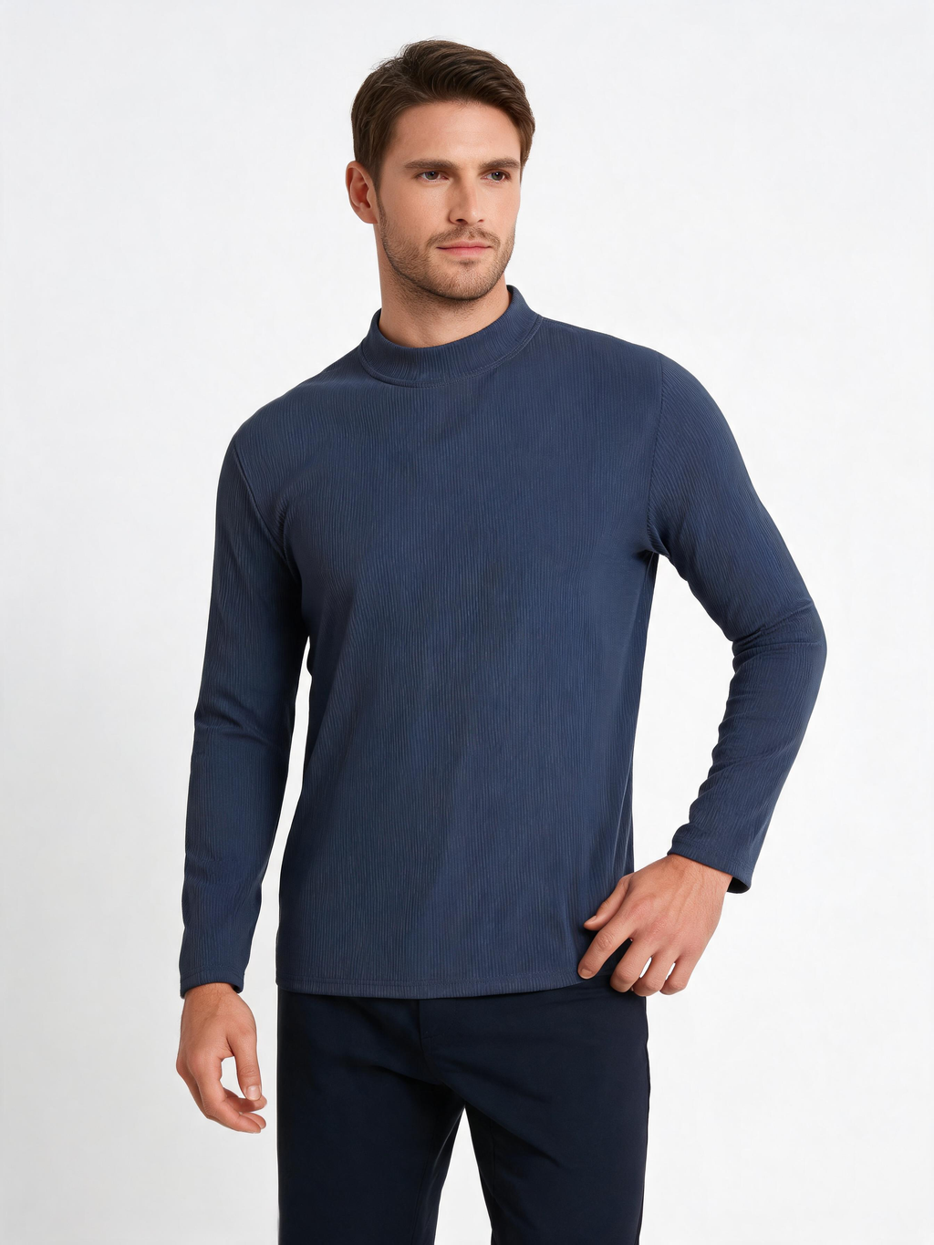 Quick-Dry Mock-Neck Long-Sleeve Performance Top