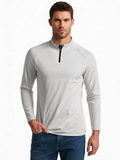 Fleece-Lined Long-Sleeve Tee — Half-Zip Stand Collar