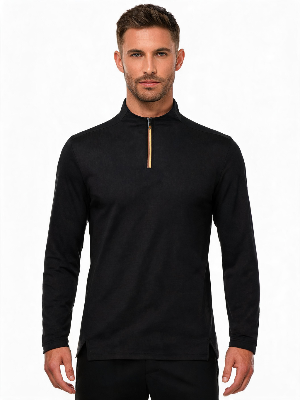Quick-Dry Long-Sleeve Tee — Half-Zip Stand Collar
