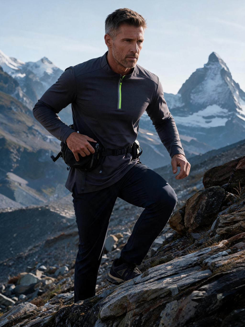 Quick-Dry Long-Sleeve Tee — Half-Zip Stand Collar