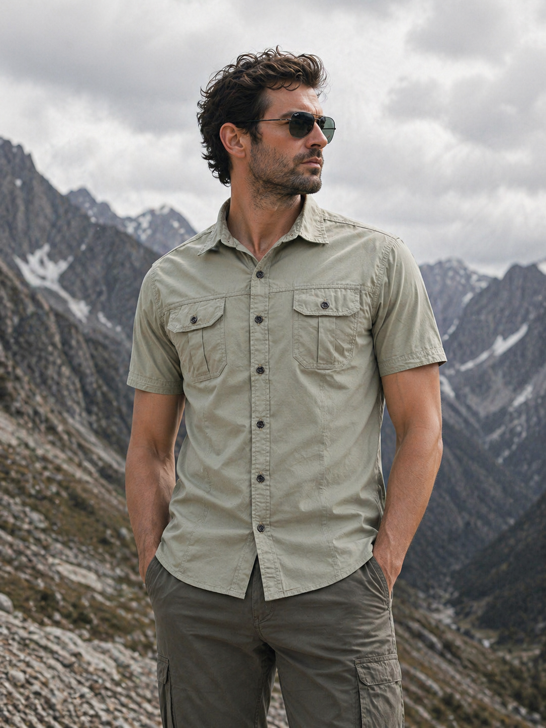 Men's Military-Style Cotton Shirt — Tactical Field Wear