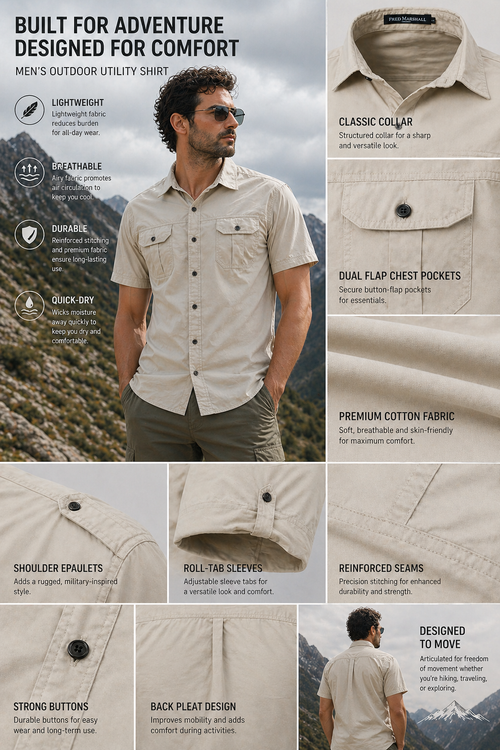 FREDD MARSHALL Men's Canvas-FL Organic Cotton Canvas Shirt — Workwear — View 3