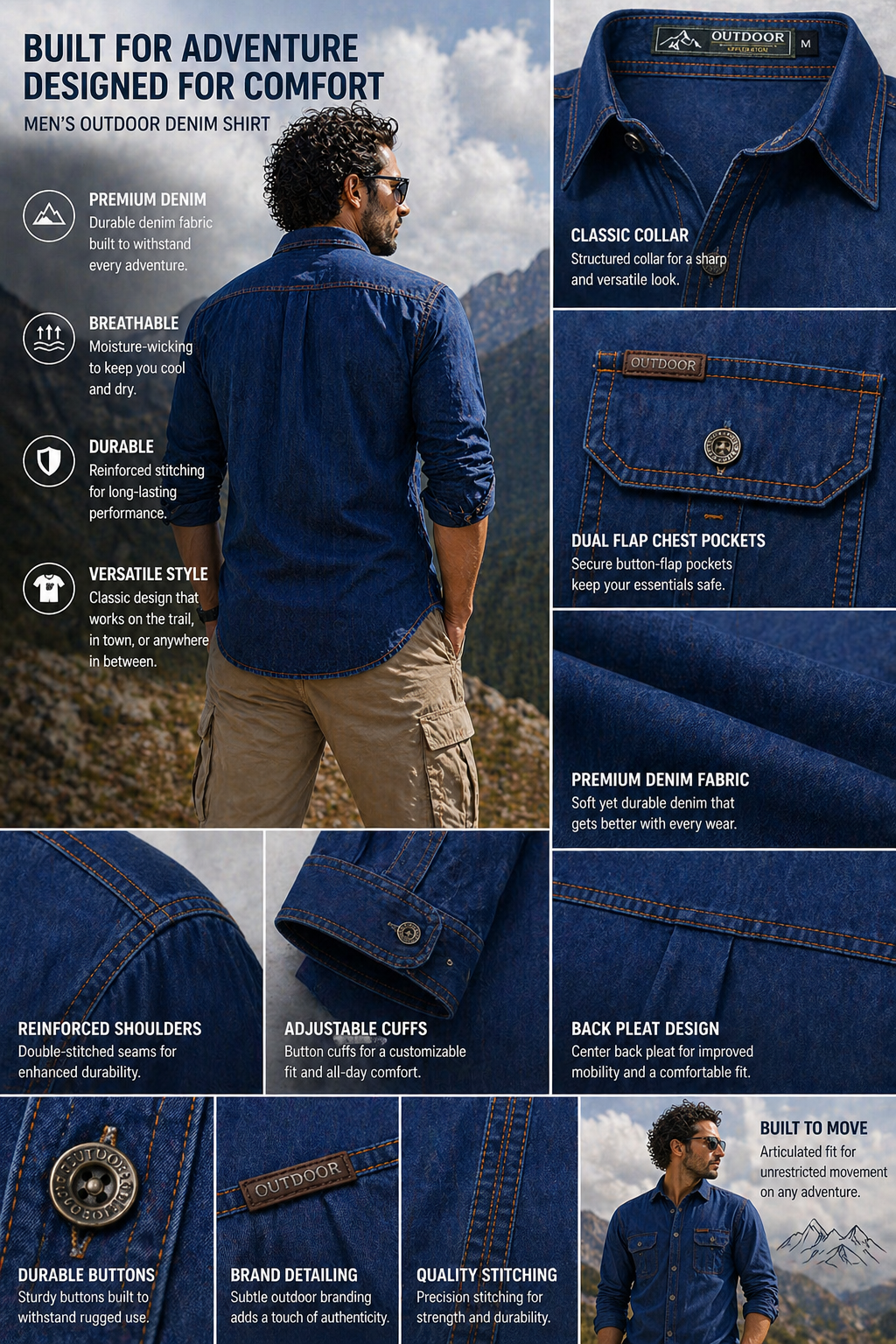 FREDD MARSHALL Men's Tactical Outdoor Shirt — Military Style, Hiking, Workwear