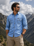 FREDD MARSHALL Iron-Canvas Men's Heavy-Duty Denim Work Shirt — Industrial, Rugged