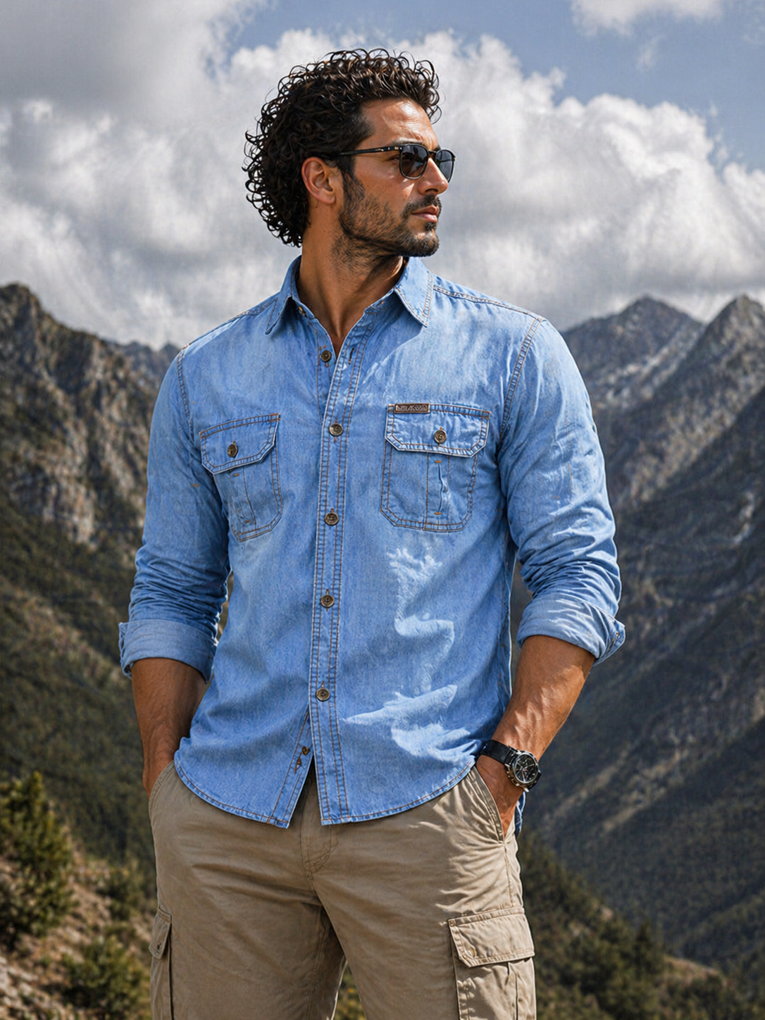FREDD MARSHALL Iron-Canvas Men's Heavy-Duty Denim Work Shirt — Industrial, Rugged