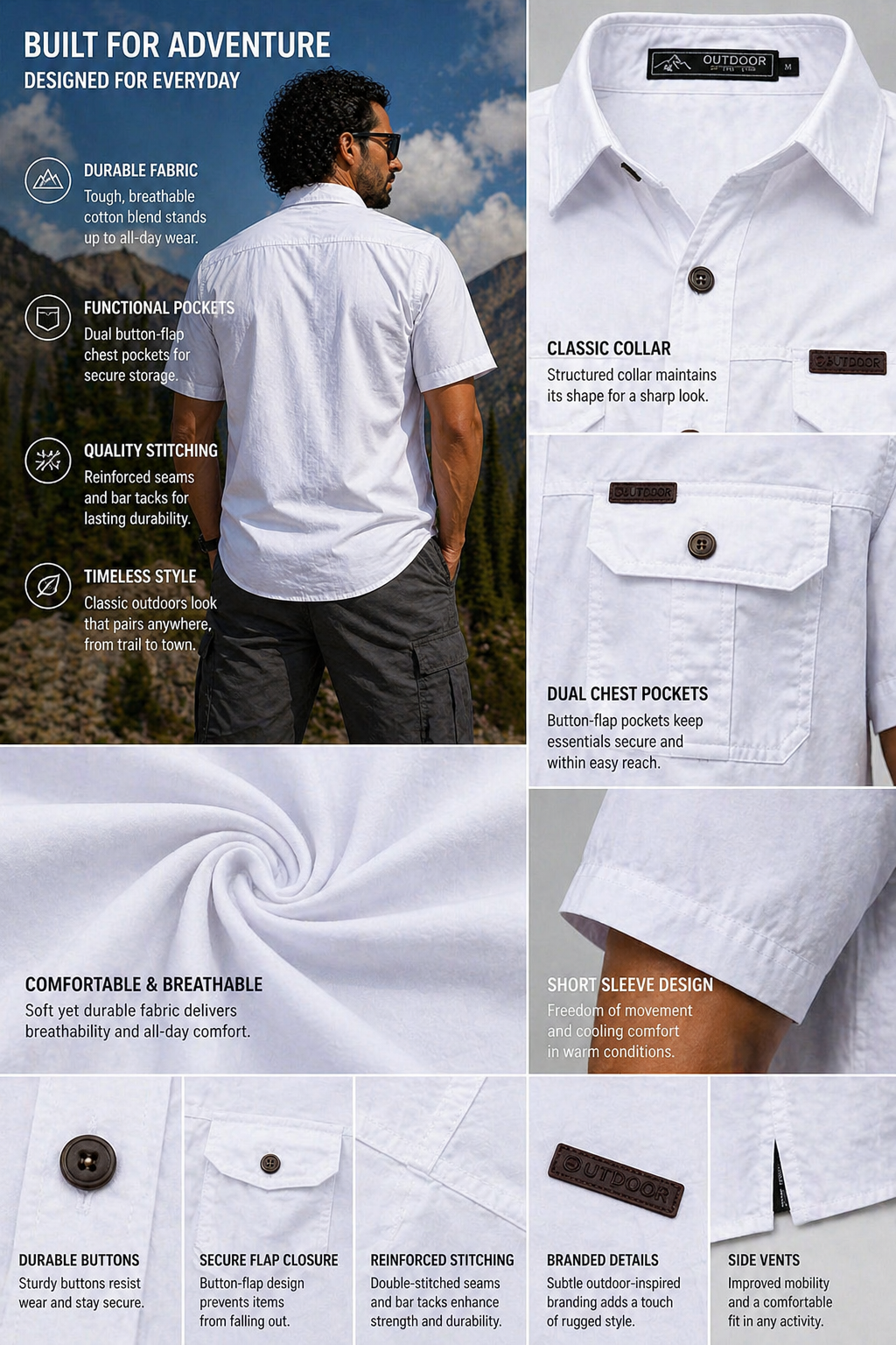 FREDD MARSHALL Men's Tactical Outdoor Shirt — Military Style, Hiking, Workwear