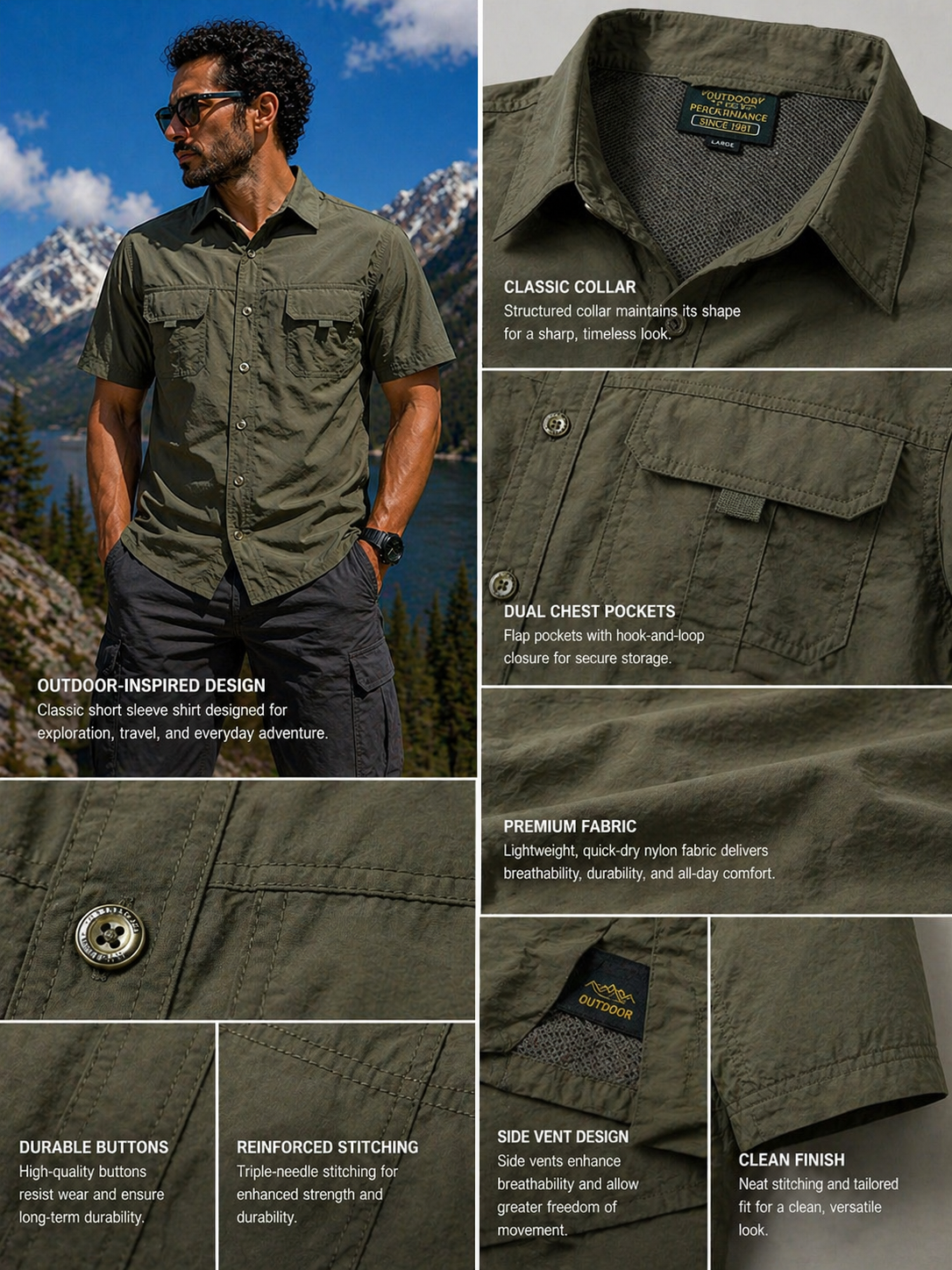 FREDD MARSHALL Men's Tactical Outdoor Shirt — Military Style, Hiking, Workwear